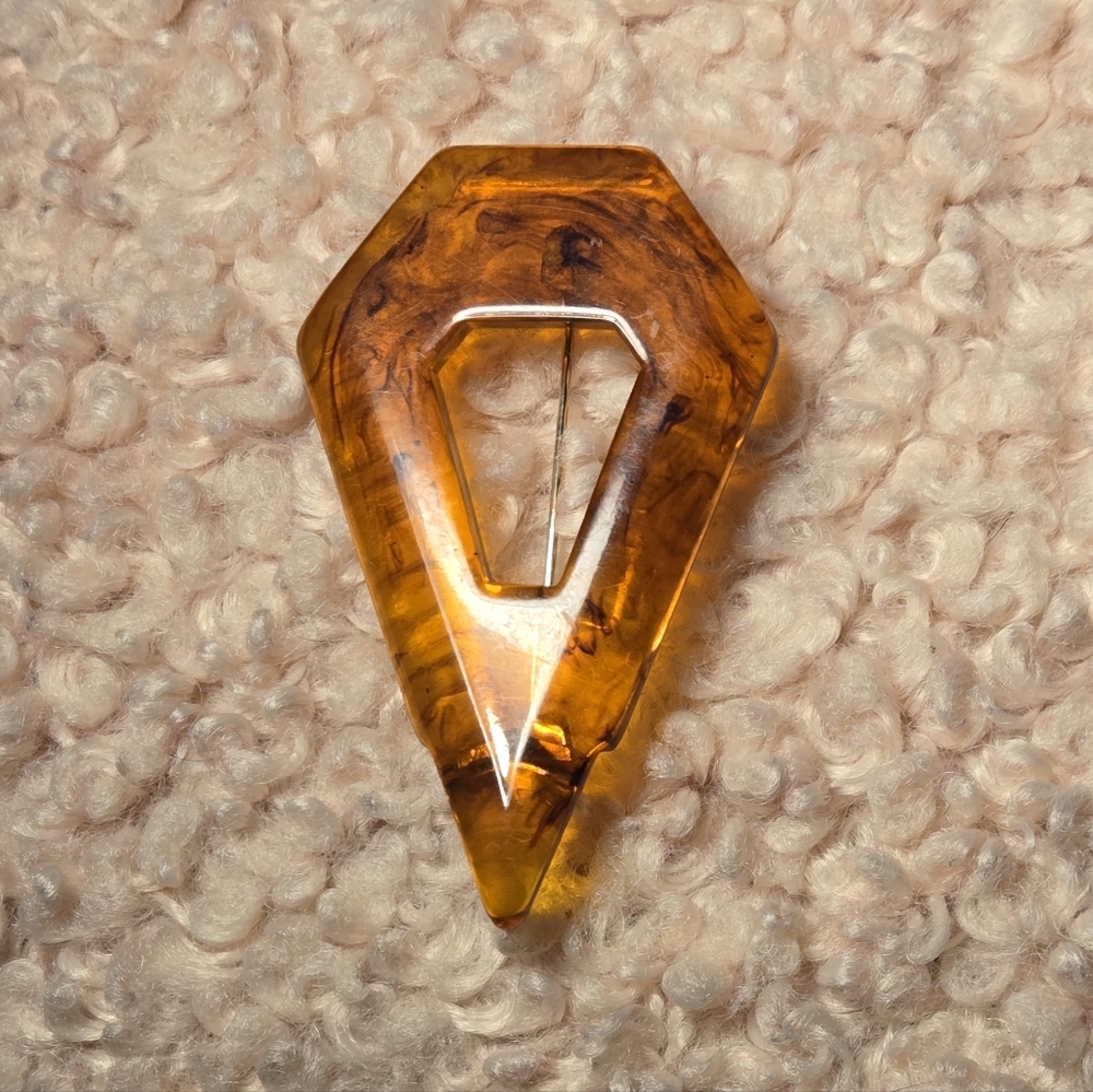 Brooch Root Beer Bakelite Geometric